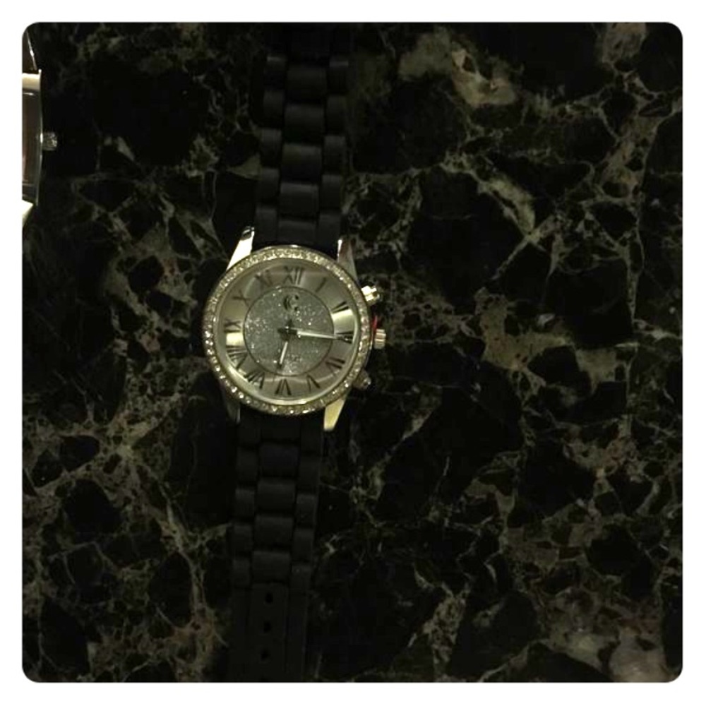 Charming Charlie's black band crystal watch